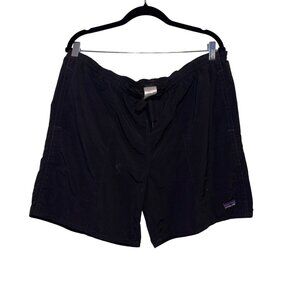 Patagonia Mens Black Nylon Shorts With Elastic Waistband & Drawstring Large